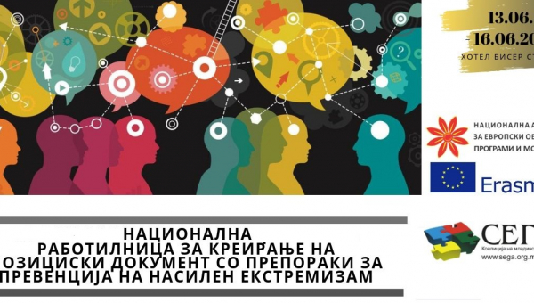 Последни подготовки за фасилитација на Националната работилница за креирање на позициски документ со препораки за превенција на насилен екрсремизам меѓу младите | 13 – 16 Јуни Х. Бисер Стурга